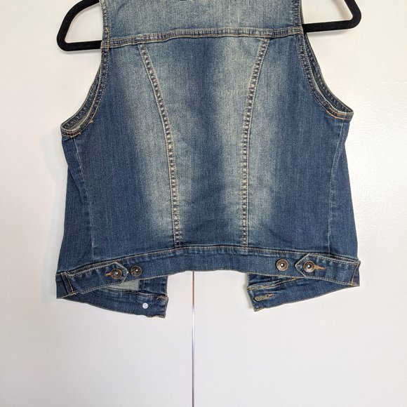 Lightly distressed denim vest - Picture 2 of 4
